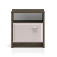 NACHTKONSOLE Avante Windmill Eiche dunkel / Cashmere Hochglanz 50 / 35 / 55cm - Eichefarben/Beige, Holz/Holzwerkstoff (50/55/35cm) - Feldmann-Wohnen