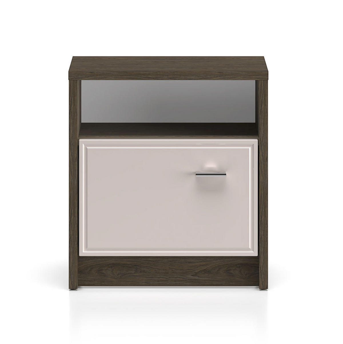 NACHTKONSOLE Avante Windmill Eiche dunkel / Cashmere Hochglanz 50 / 35 / 55cm - Eichefarben/Beige, Holz/Holzwerkstoff (50/55/35cm) - Feldmann-Wohnen