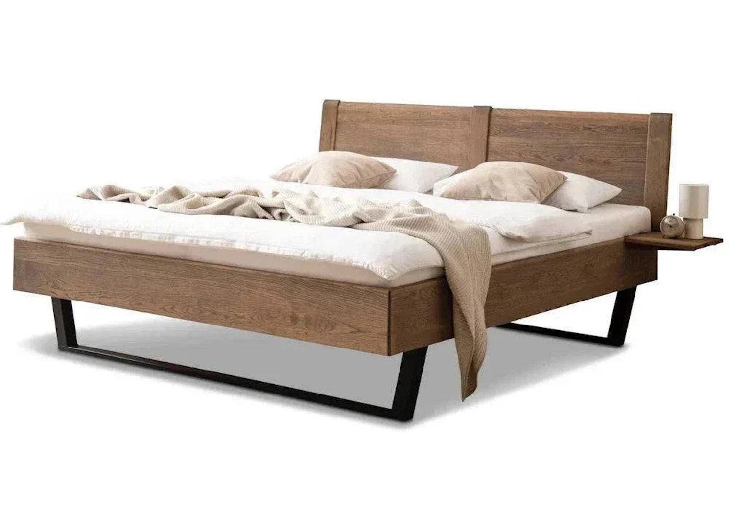 MASSIVHOLZBETT Premium 605 - wildeiche-grau - Grau, Holz (180/210cm) - BED BOX