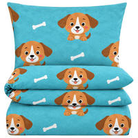 FLEECE-KINDERBETTWÄSCHE 135x200 - Warme Winter Kinder Bettwäsche aus Polyester - Hunde - Türkis, Textil (135/200cm) - Carpe Sonno