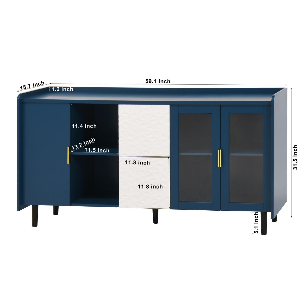 SIDEBOARD Blau 150/40/80 cm - Blau, Holzwerkstoff (150/80/40cm) - PANGIVO