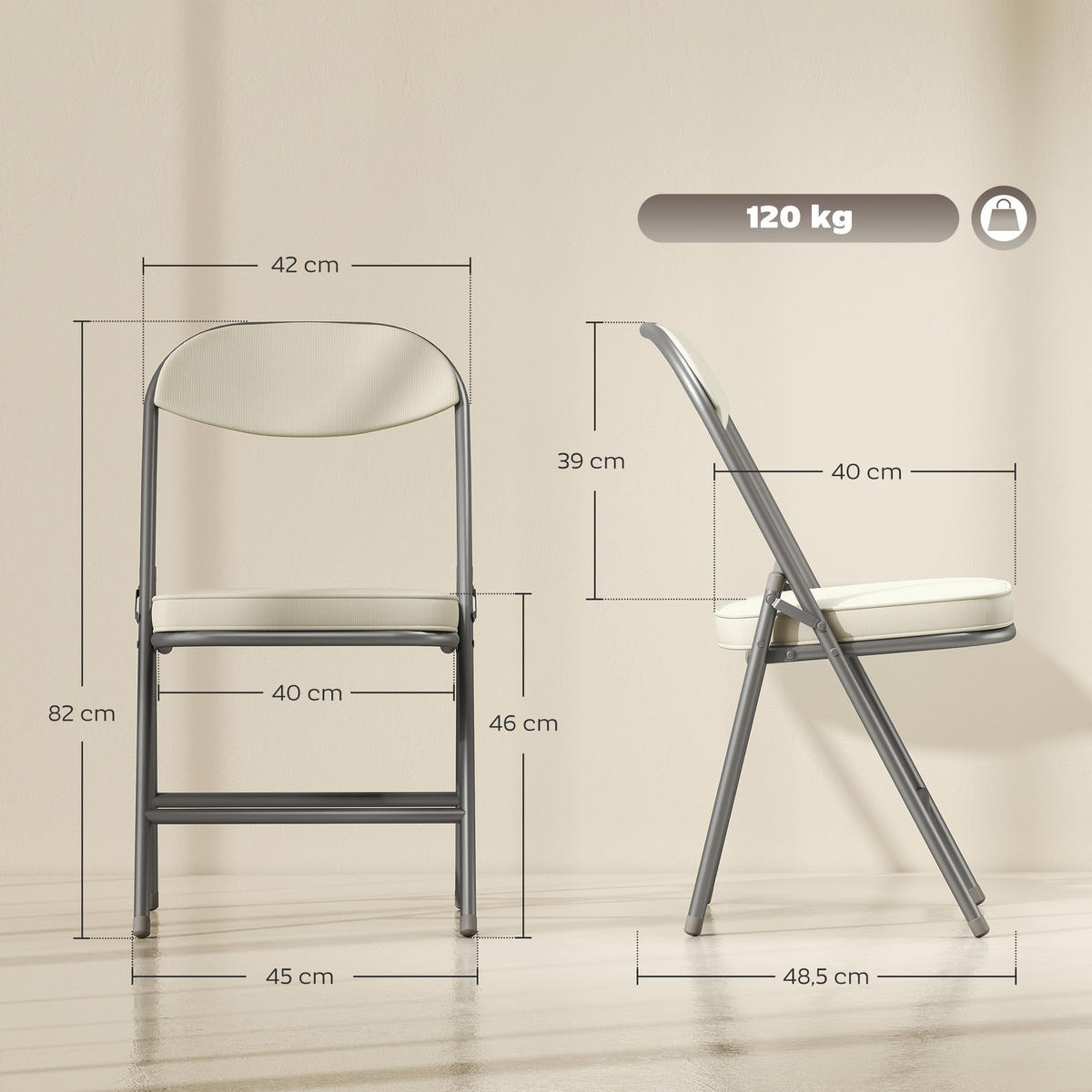KLAPPSESSEL Weiß 4 Stück - Weiß, Naturmaterialien (45/82/48.5cm) - GiPP