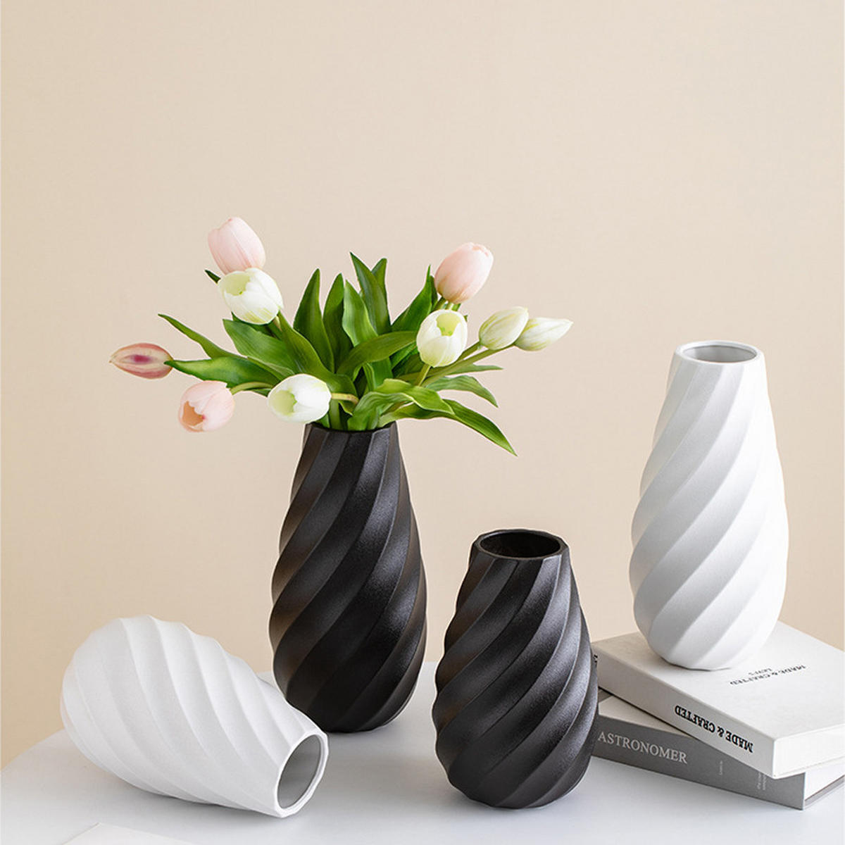 VASE 12 x 12 x 25,5 cm Keramik - Schwarz, Glas (25.5cm) - LIBRATON