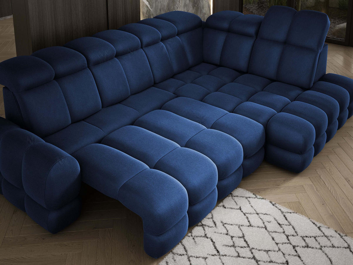 ECKSOFA TOLLO Solar-stoff L-form 302x217x105 cm blau - Blau, Holz/Textil (217/302cm) - DomoHome