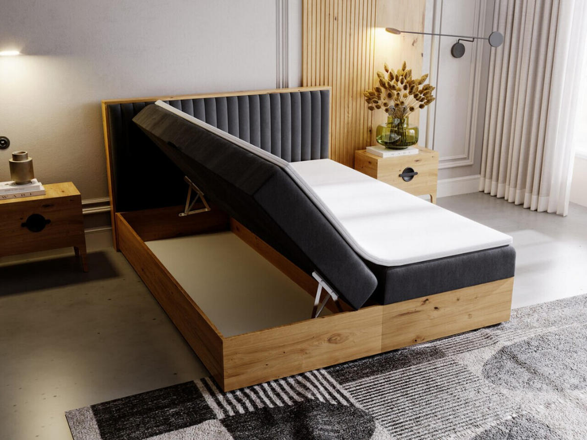 BOXBETT Forest 180x200 Anthracite - Anthrazit, Holz/Textil (180/200cm) - Graingold