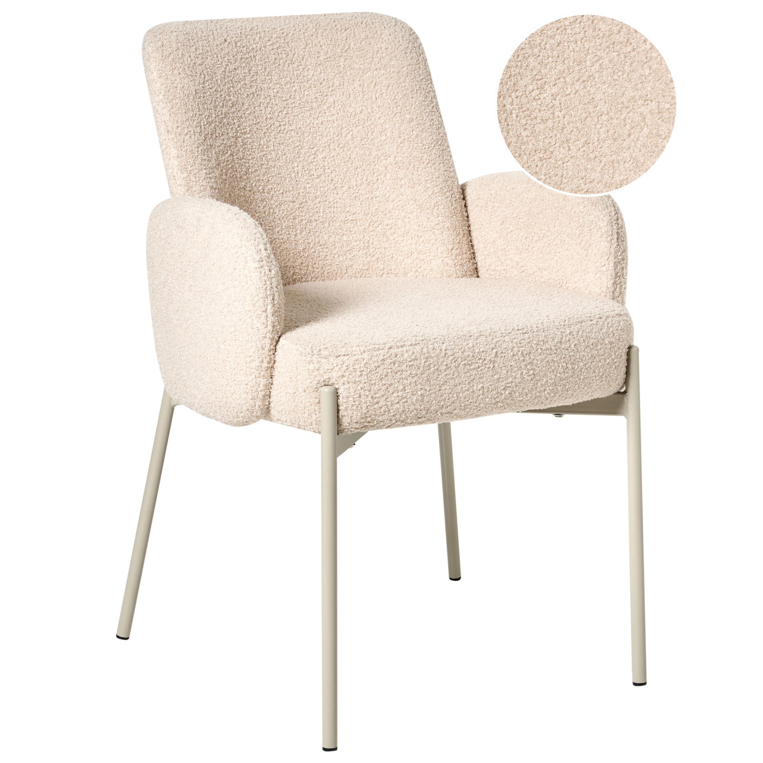 JÍDELNÍ ŽIDLE Bouclé Světle béžová Magee - béžová, textil (56/86/57cm) - Beliani