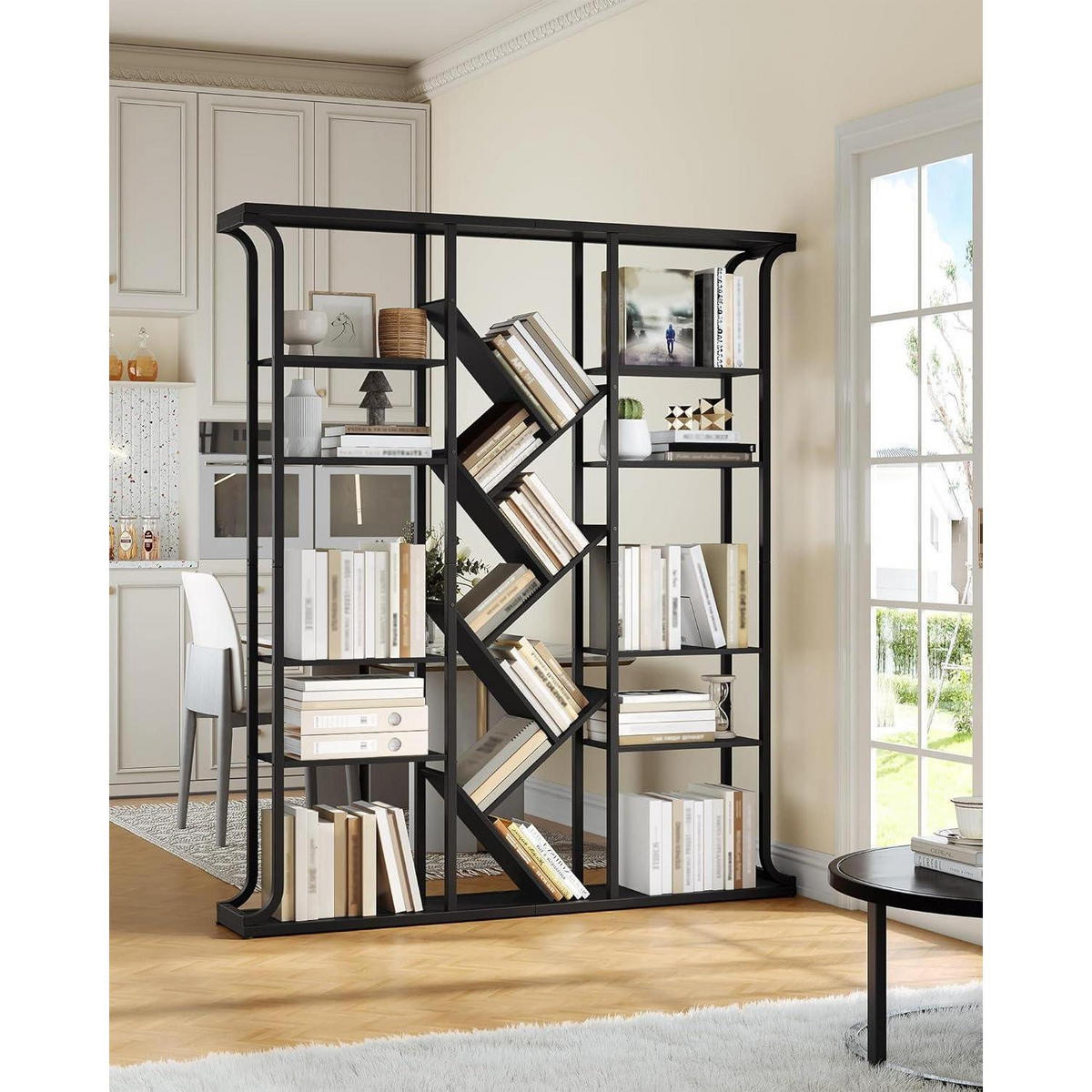 BÜCHERREGAL Baumform Schwarz 24 x 156 x 180 cm - Schwarz, Metall (156/180/24cm)