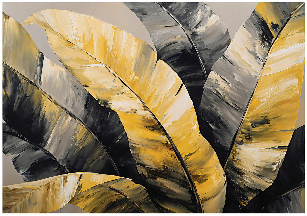 FOTOTAPETE Blätter Dschungel Gelb 200x140 cm - Multicolor, Papier (200/140cm) - Wallarena