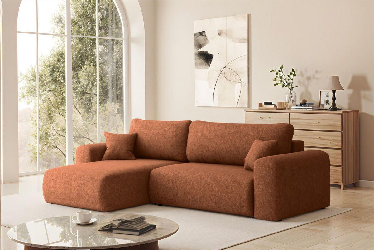 ECKSOFA Flora In Verita - Rot, Holzwerkstoff/Textil (145/272cm) - Fun Möbel
