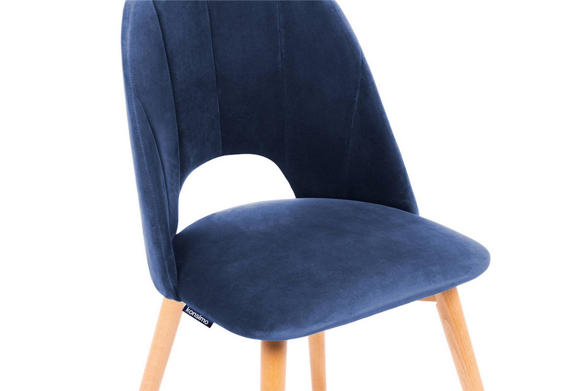 ESSZIMMERSTUHLE TINO 2-tlg Velours-Sitz, Dunkelblau - Eichefarben/Dunkelblau, Holz/Textil (48/86/44cm) - KONSIMO®