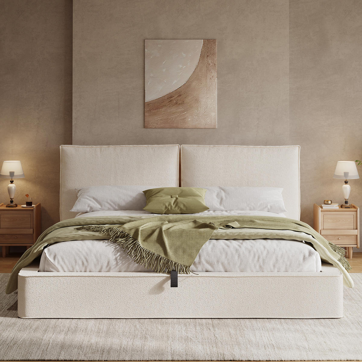 POLSTERBETT 180x200 cm in Beige mit hydraulischem Bettkasten und Lattenrost - Beige, Textil (180/200cm) - IVMEU