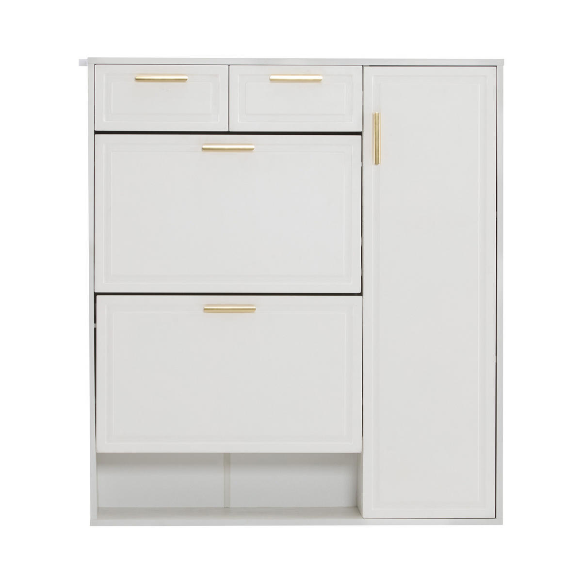 SCHUHSCHRANK 95/24/107,5 cm weiß aus Spanplatte mit Schubladen und verstellbaren Regalen - Weiß, Holzwerkstoff (95/107/24cm) - OKWISH