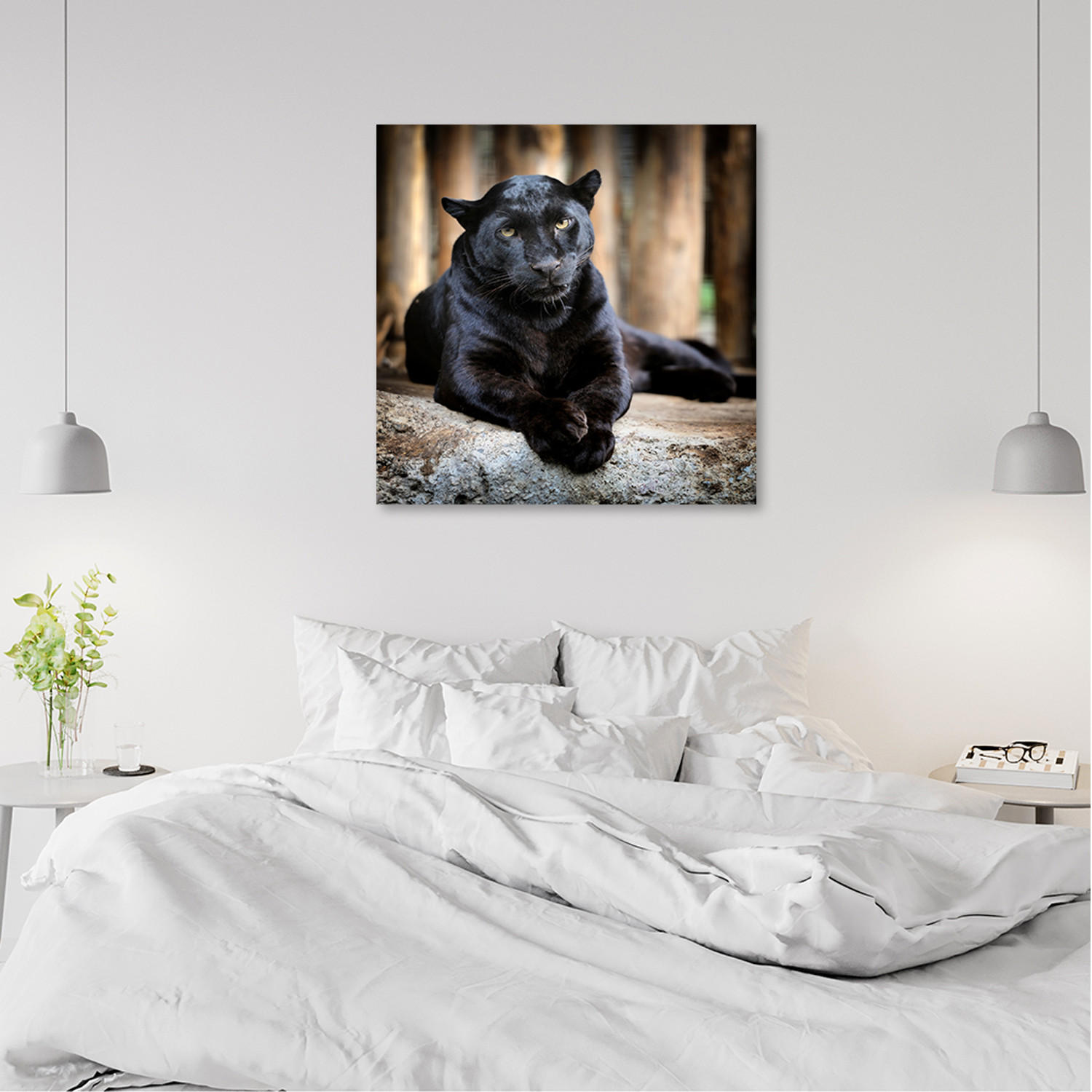 WANDBILD schwarzer panther - Schwarz, Textil (50/50cm) - Feeby