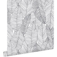 TAPETE gezeichnete Blätter 53 cm x 10.05 m - Schwarz, Papier (53/1000cm) - ESTAhome