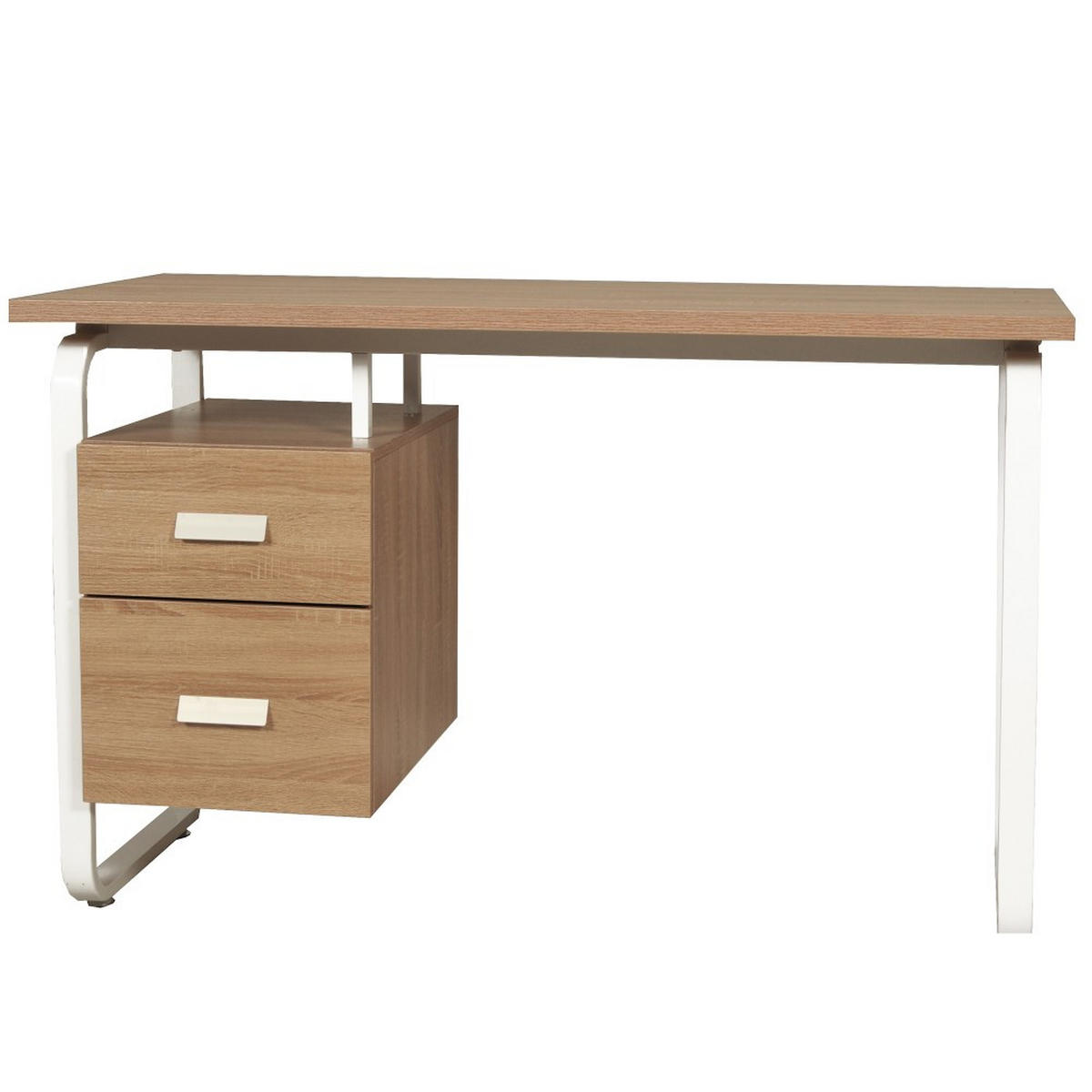 SCHREIBTISCH mit Schubladen PEARL/ Eiche dekor und Metall Weiß - Weiß/Sonoma Eiche, Holzwerkstoff/Metall (120/60/76cm) - Weber Industries