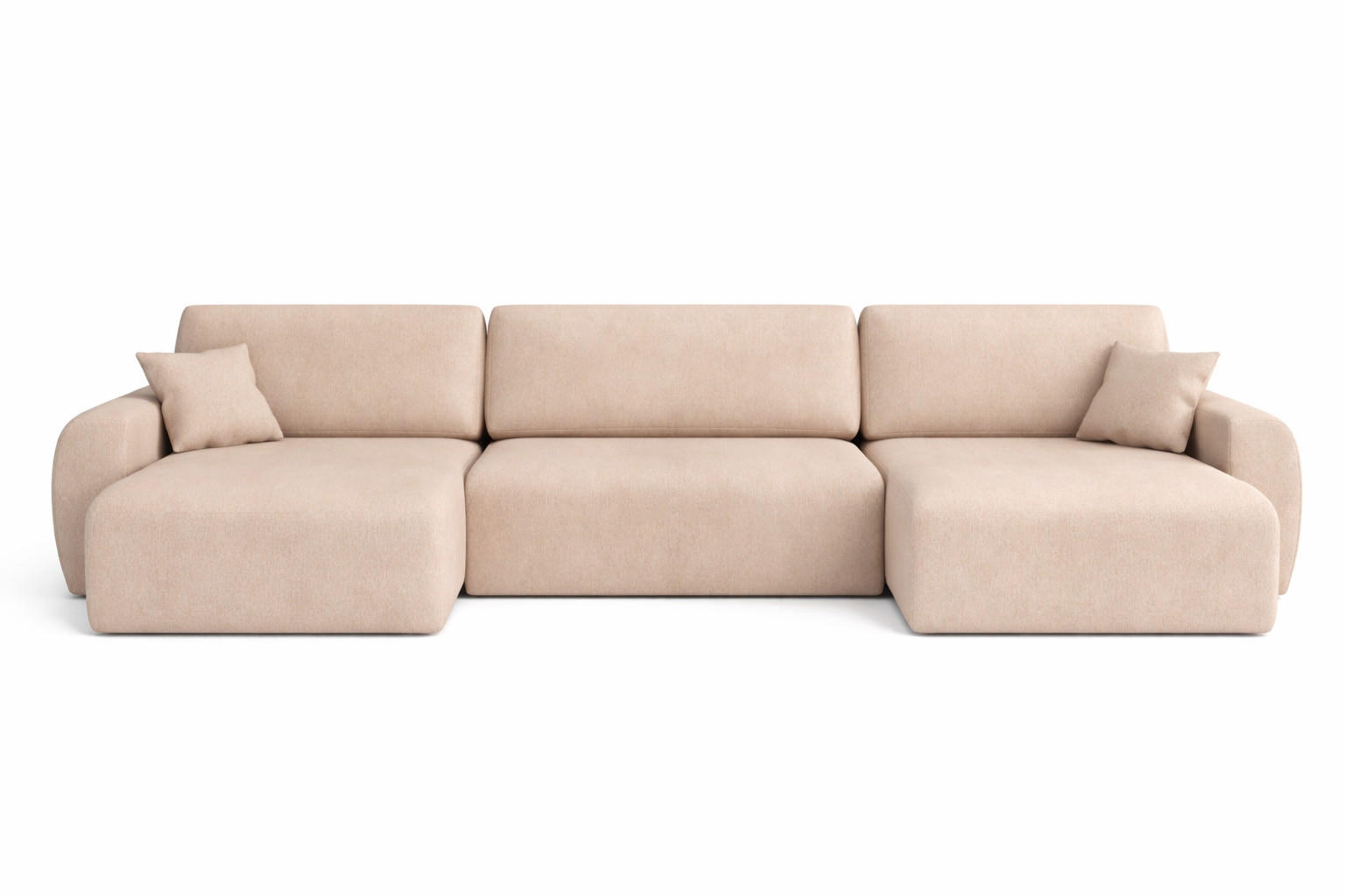 ECKSOFA Mit Schlaffunktion Und Bettkasten U-Form Ariel U, Veloursstoff Salvador, Beige - Beige, Holz (342/142cm) - Kaiser Möbel