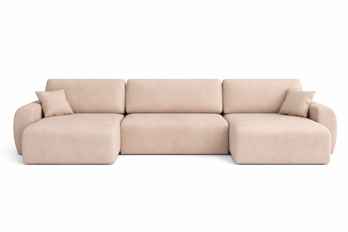 ECKSOFA Mit Schlaffunktion Und Bettkasten U-Form Ariel U, Veloursstoff Salvador, Beige - Beige, Holz (342/142cm) - Kaiser Möbel