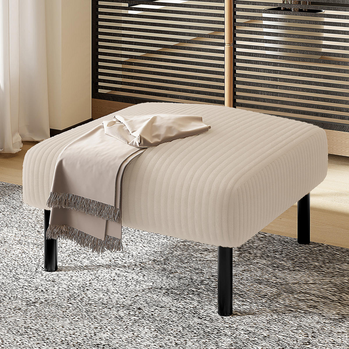 HOCKER Cord Beige - Beige, Textil/Metall (56/39/51cm) - WISHDOR