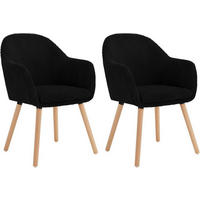 ESSZIMMERSTUHL 2er Set Polsterstuhl, Cord, Holzbeine, Schwarz - Eichefarben/Schwarz, Holz/Kunststoff (55.5/83.5/56.5cm) - Woltu