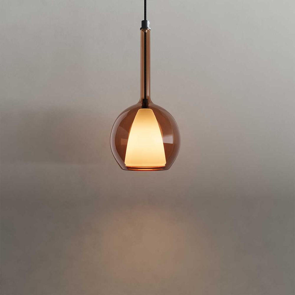 HÄNGELAMPE Belluna 5m Abhängung Braun Ø 14cm - Braun, Glas (14/14/35cm) - s.luce