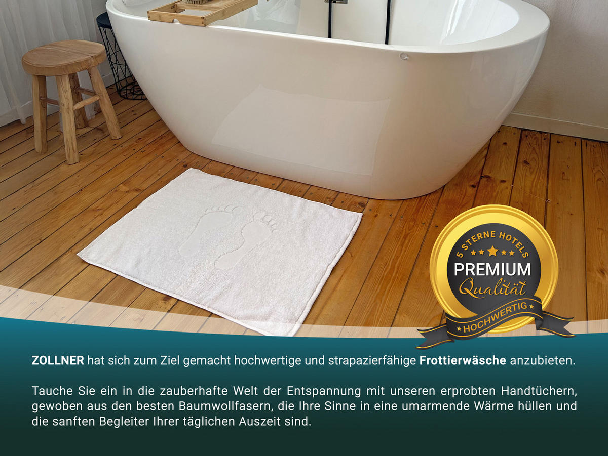 BADEMATTE, 2er-Set, 50x70 cm, 100% Baumwolle, Weiß - Weiß, Textil (50/70cm) - Zollner