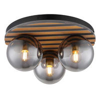 DECKENLEUCHTE PARSONS Metall/Rauchglas MDF Schwarz matt - Schwarz, Glas (39/39/20cm) - Globo Lighting