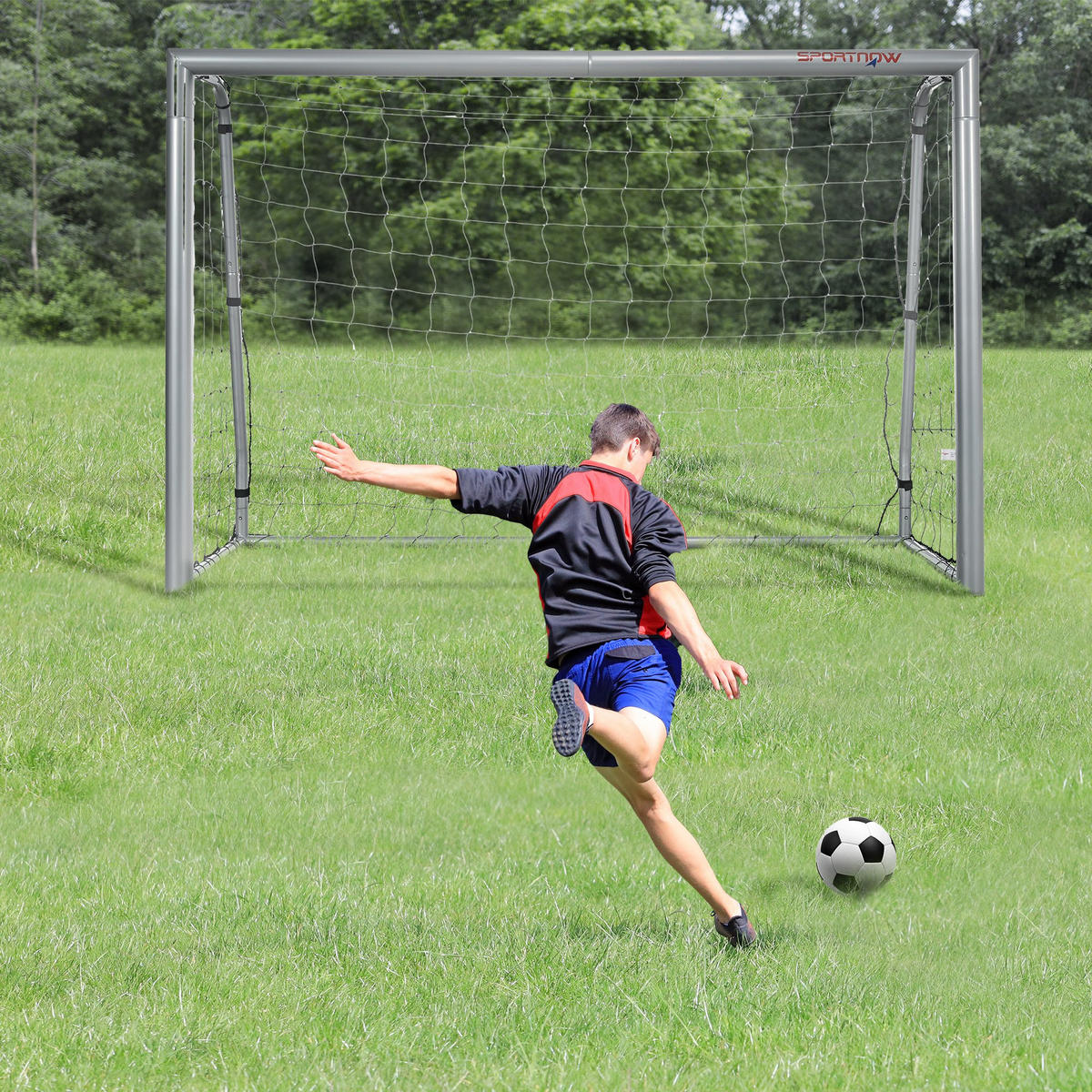 FUSSBALLTOR DE-10568 240x160 cm, wetterfest Grau - Grau, Metall (85/240cm) - ComfortXL