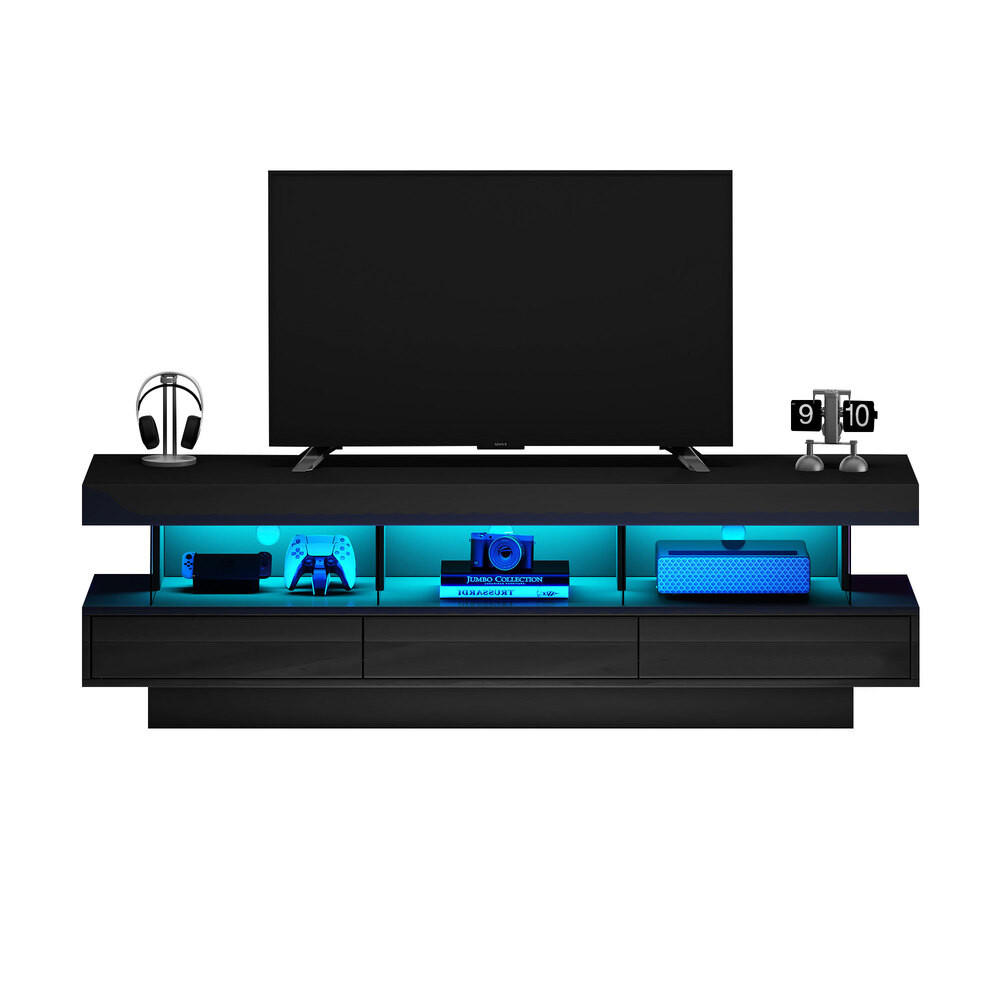 COMODA TV 160x38x50,5cm Neagra cu LED si Bluetooth
