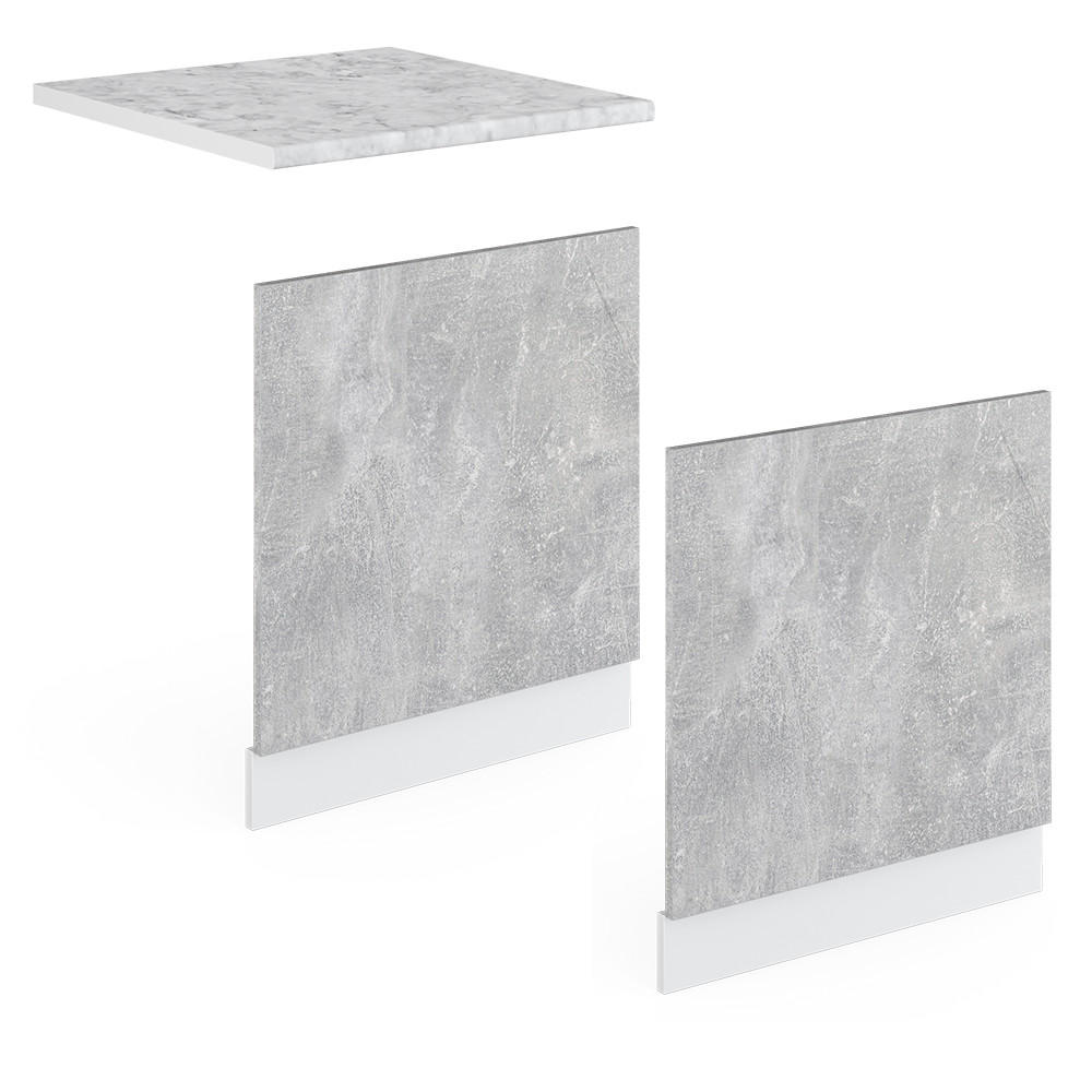 FRONTBLENDE R-Line Beton 60 cm ohne AP - Schieferfarben/Hellgrau, Holzwerkstoff (60/57.2/1.6cm) - Vicco
