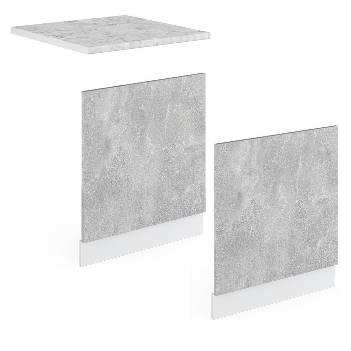 FRONTBLENDE R-Line Beton 60 cm ohne AP - Schieferfarben/Hellgrau, Holzwerkstoff (60/57.2/1.6cm) - Vicco