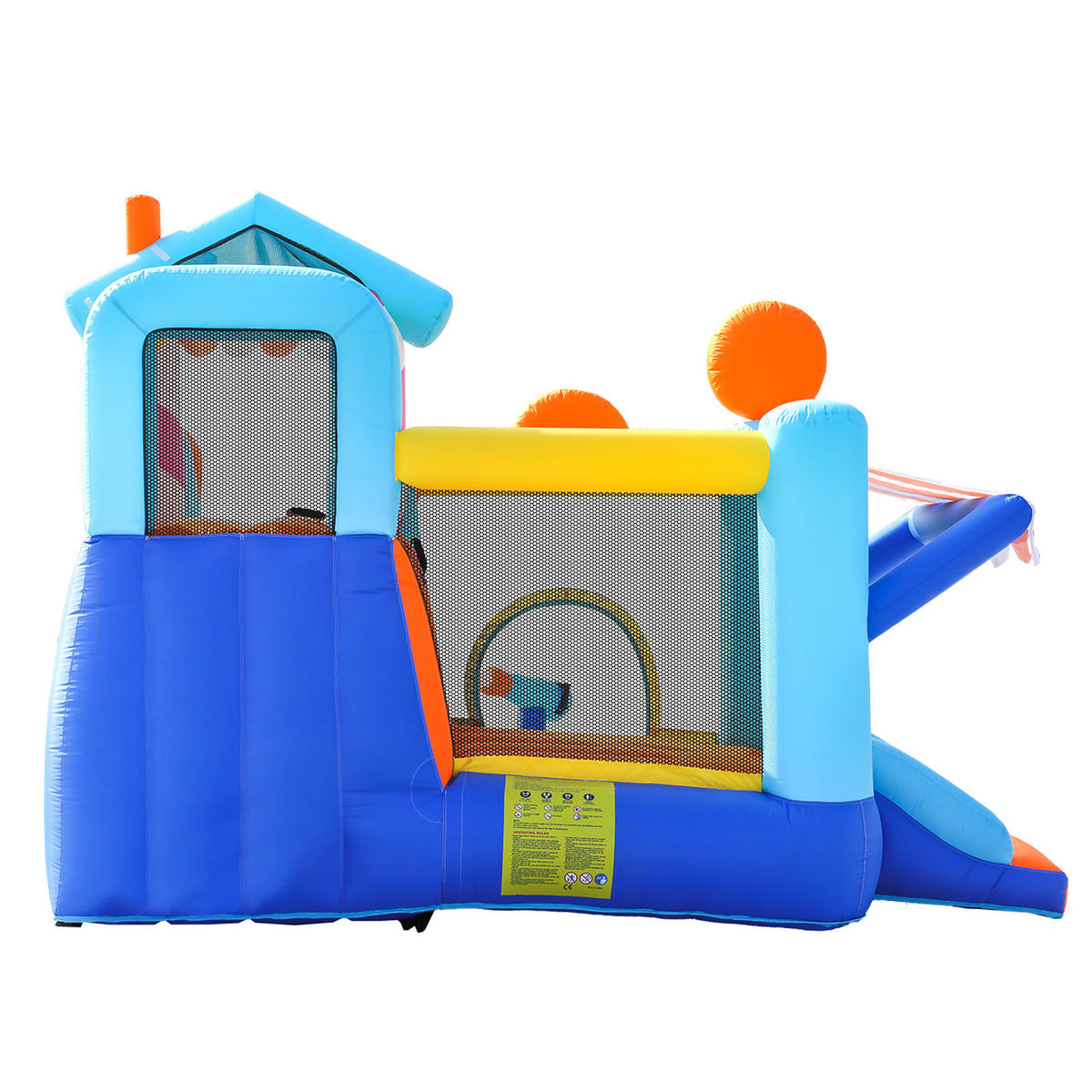 HÜPFBURG Kinder Wasserpark Trampolin Rutsche Wasserpistole - Blau, Textil (395/340/236cm) - FLIEKS