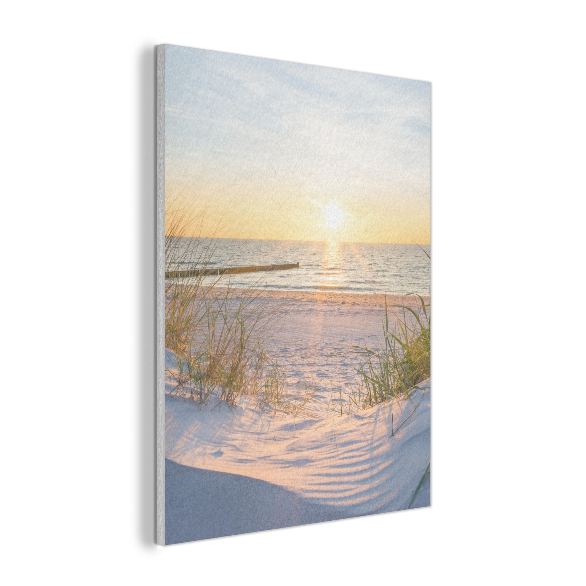 AKUSTIKPANEEL Strand - Sonne - Düne - Gras - Sand - Horizont 70x100 cm - Hellblau, Textil (70/0.9/100cm) - MuchoWow