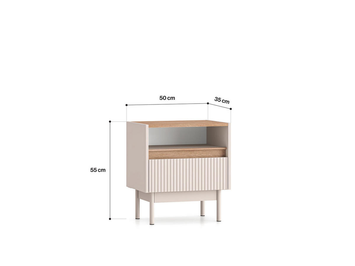 NACHTTISCH DUNEA Beige 50x35x55 cm - Beige, Holzwerkstoff (50/55/35cm) - FURNLUX