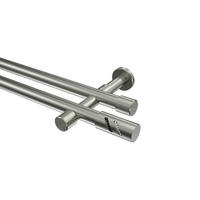 GARDINENSTANGEN-SET Prestige Zoena 140 cm, 2-läufig (ohne Ringe), 20 mm Ø Edelstahl-Optik - Edelstahlfarben, Metall (140cm) - INTERDECO