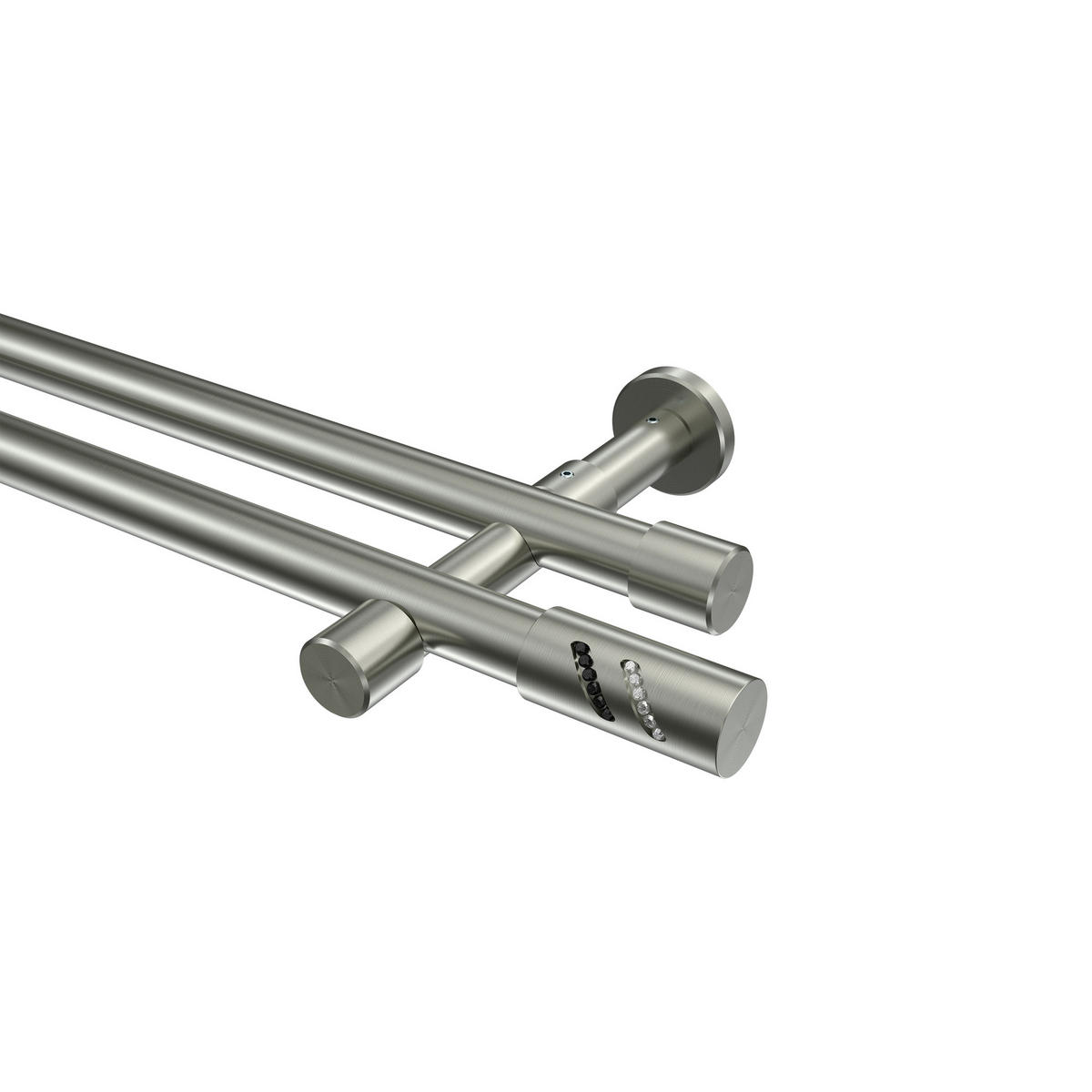 GARDINENSTANGEN-SET Prestige Zoena 140 cm, 2-läufig (ohne Ringe), 20 mm Ø Edelstahl-Optik - Edelstahlfarben, Metall (140cm) - INTERDECO