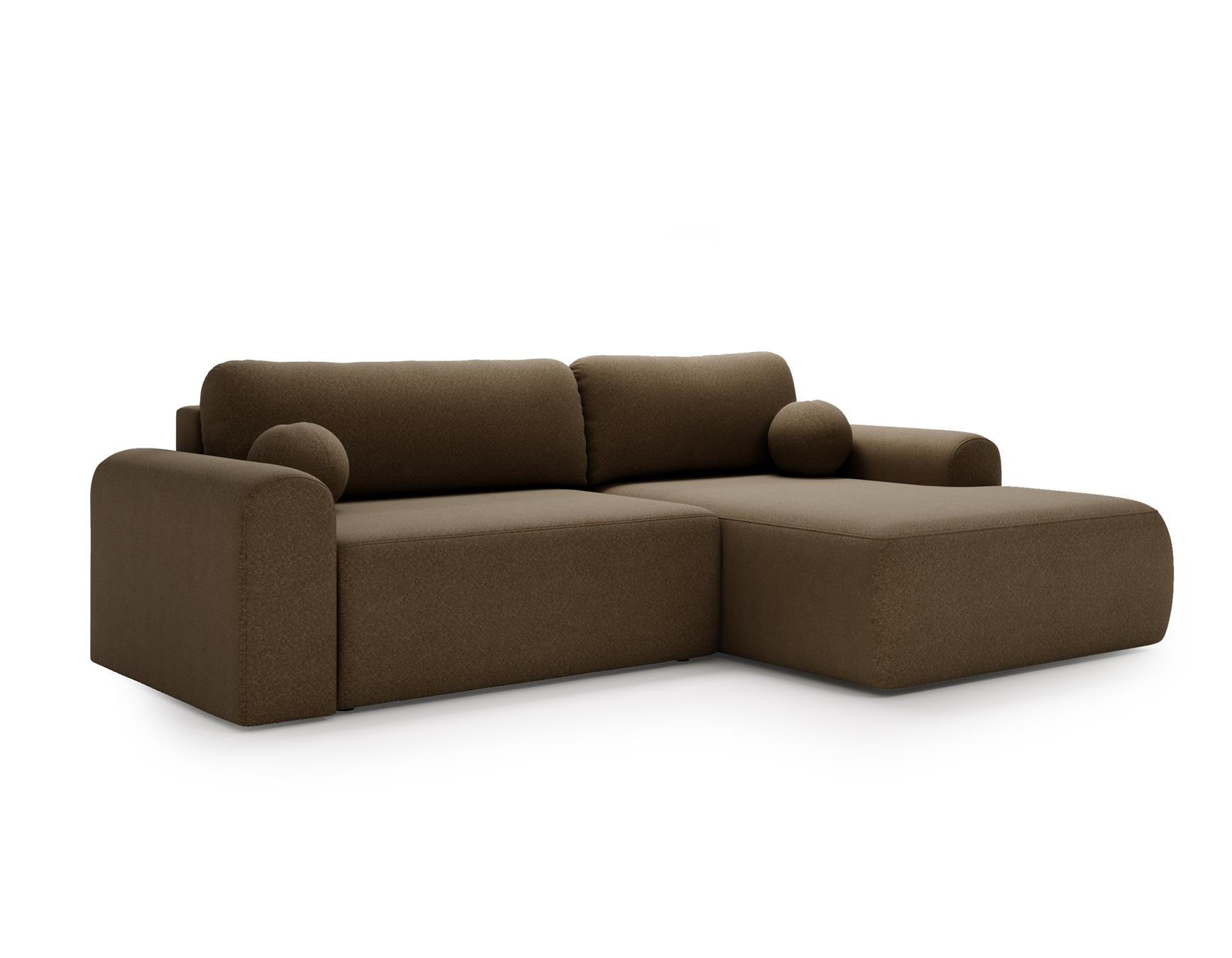 ECKSOFA Aurora Braun, mit Schlaffunktion in Lambi Stoff, rechte seite - Braun, Holzwerkstoff/Textil (257/177cm) - Bettso