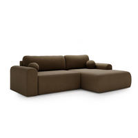ECKSOFA Aurora Braun, mit Schlaffunktion in Lambi Stoff, rechte seite - Braun, Holzwerkstoff/Textil (257/177cm) - Bettso