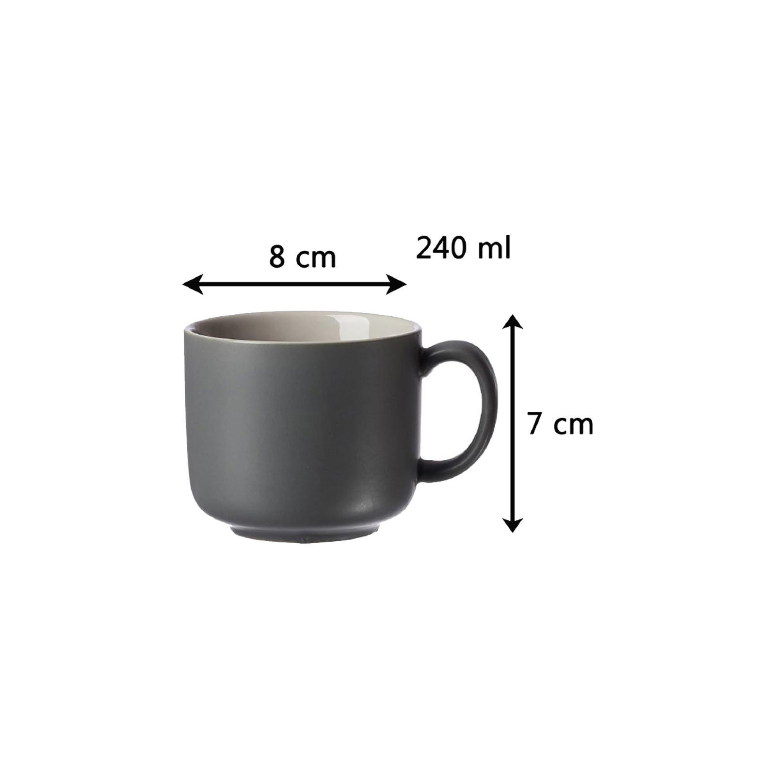 KAFFEETASSE MIT UNTERTASSE Jasper Grau 240 ml - Grau, Keramik (15/9/15cm) - Ritzenhoff Breker
