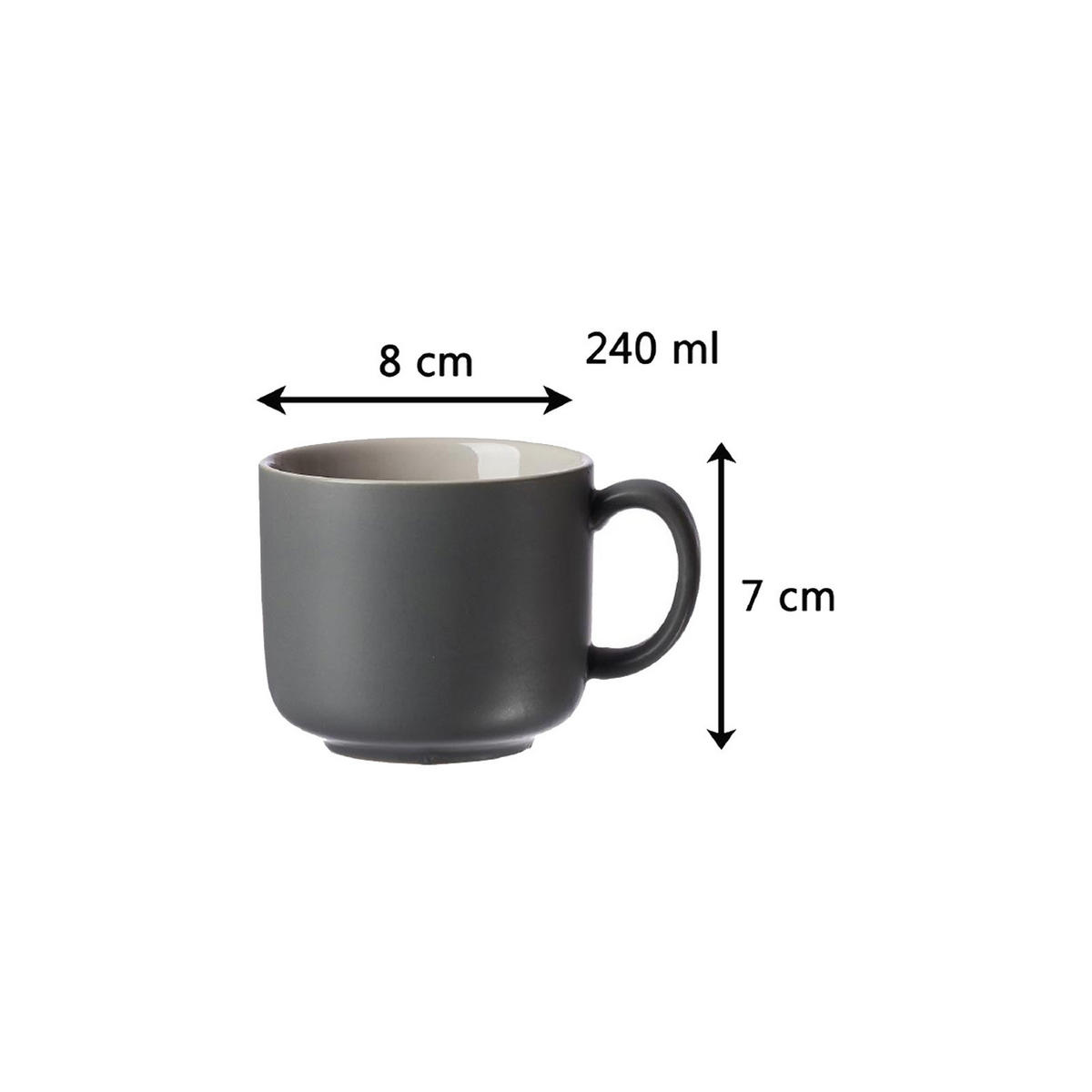 KAFFEETASSEN MIT UNTERTASSEN Jasper Grau 240 ml 4er Set - Grau, Keramik (15/9/15cm) - Ritzenhoff Breker