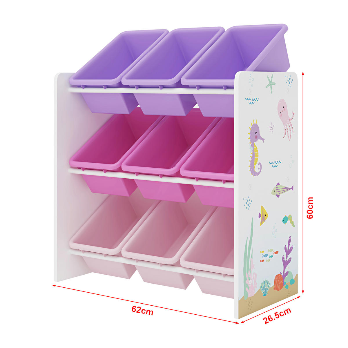 KINDERREGAL Muxía - Pink/Lila, Holzwerkstoff/Kunststoff (62/60/26.5cm) - [en.casa]