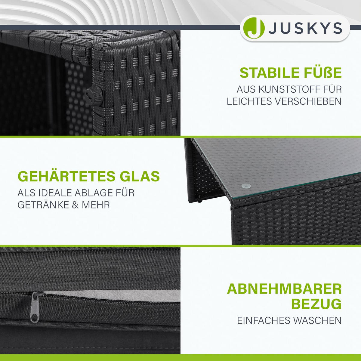 LOUNGEGARNITUR Salou schwarz - Schwarz, Kunststoff - Juskys
