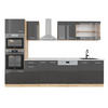 KÜCHENZEILE R-Line Anthrazit Hochglanz/Goldkraft Eiche 300 cm AP Marmor - Honigeiche/Anthrazit, Holzwerkstoff (300/81.6/60cm) - Vicco