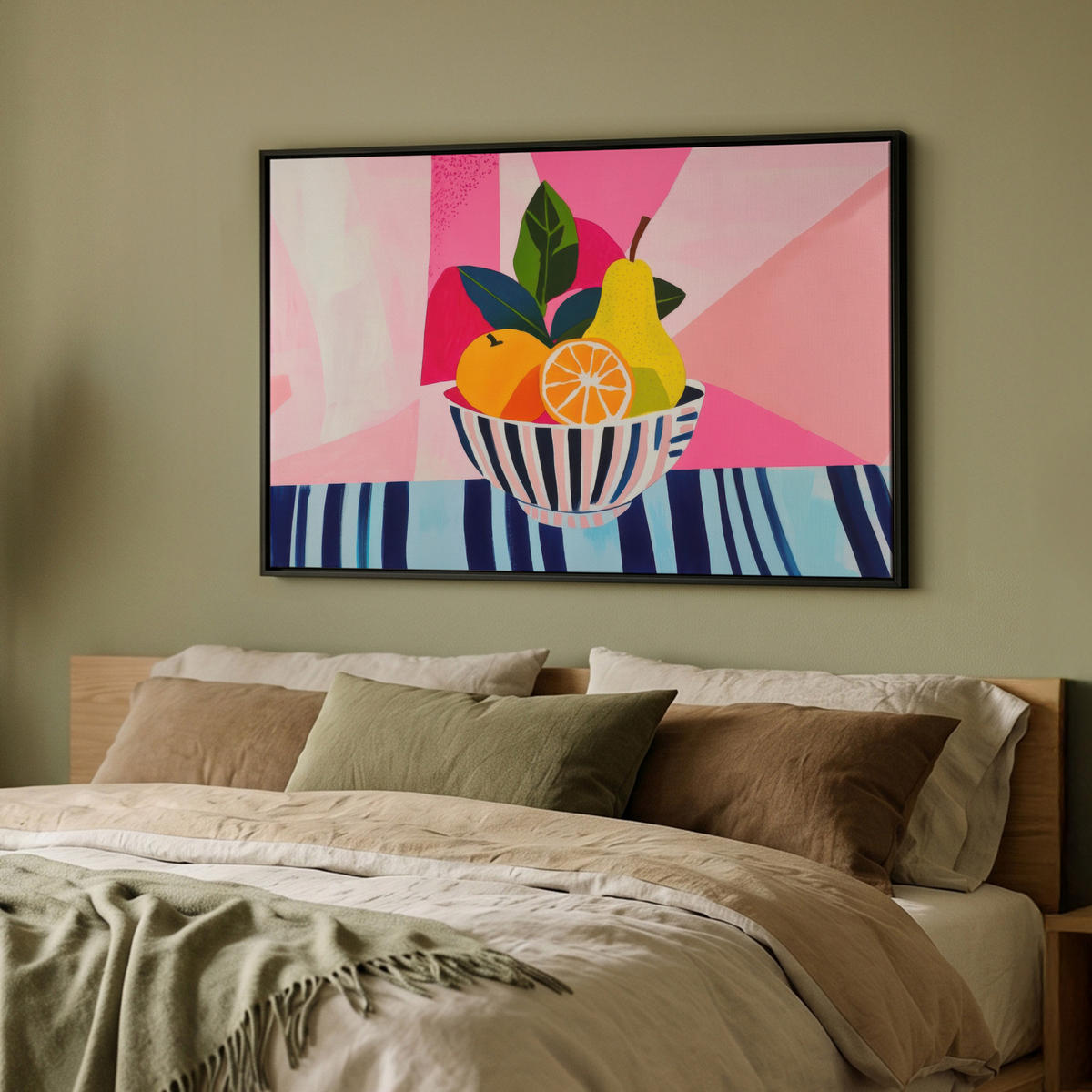 LEINWAND Bilder mit Rahmen - Obst - Abstrakter Hintergrund - Rosa - 90x60 - Pink, Textil (90/60cm) - OnlyWow