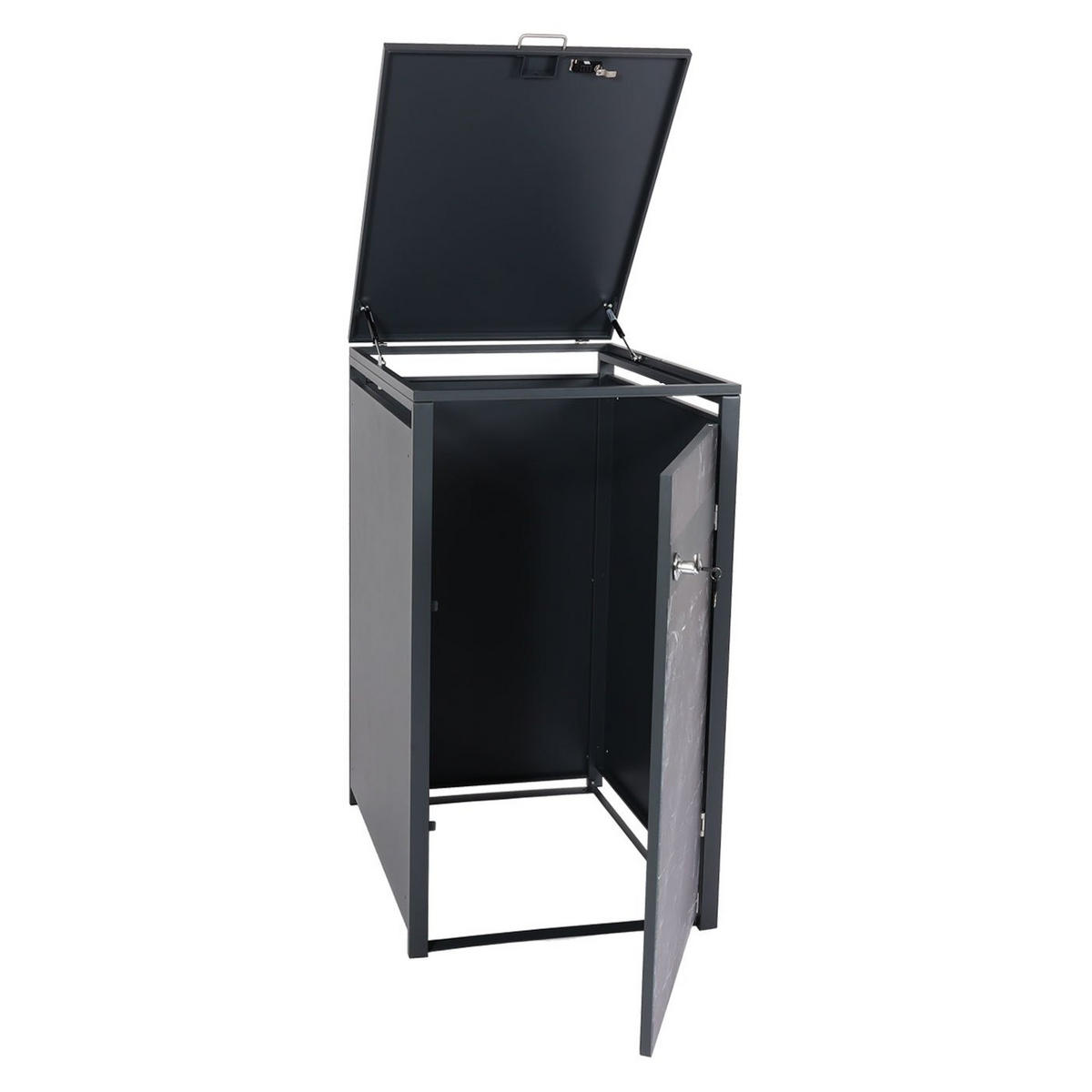 MÜLLTONNENBOX 1er 117x68x80cm Anthrazit Marmor-Optik dunkel - Creme, Metall (68/117/80cm) - PROREGAL