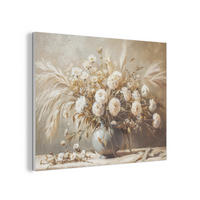 AKUSTIKPANEEL Blumen - Vase - Stilleben - Beige 80x60 cm - Creme, Textil (80/0.9/60cm) - MuchoWow
