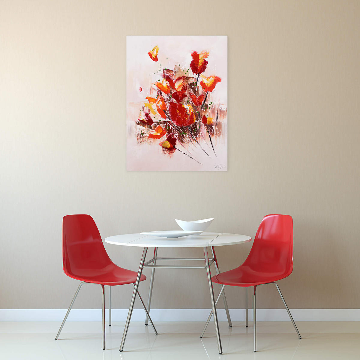 ACRYLBILD HANDGEMALT 60/80 cm - Rot, Holz/Textil (1.34/80cm) - KUNSTLOFT