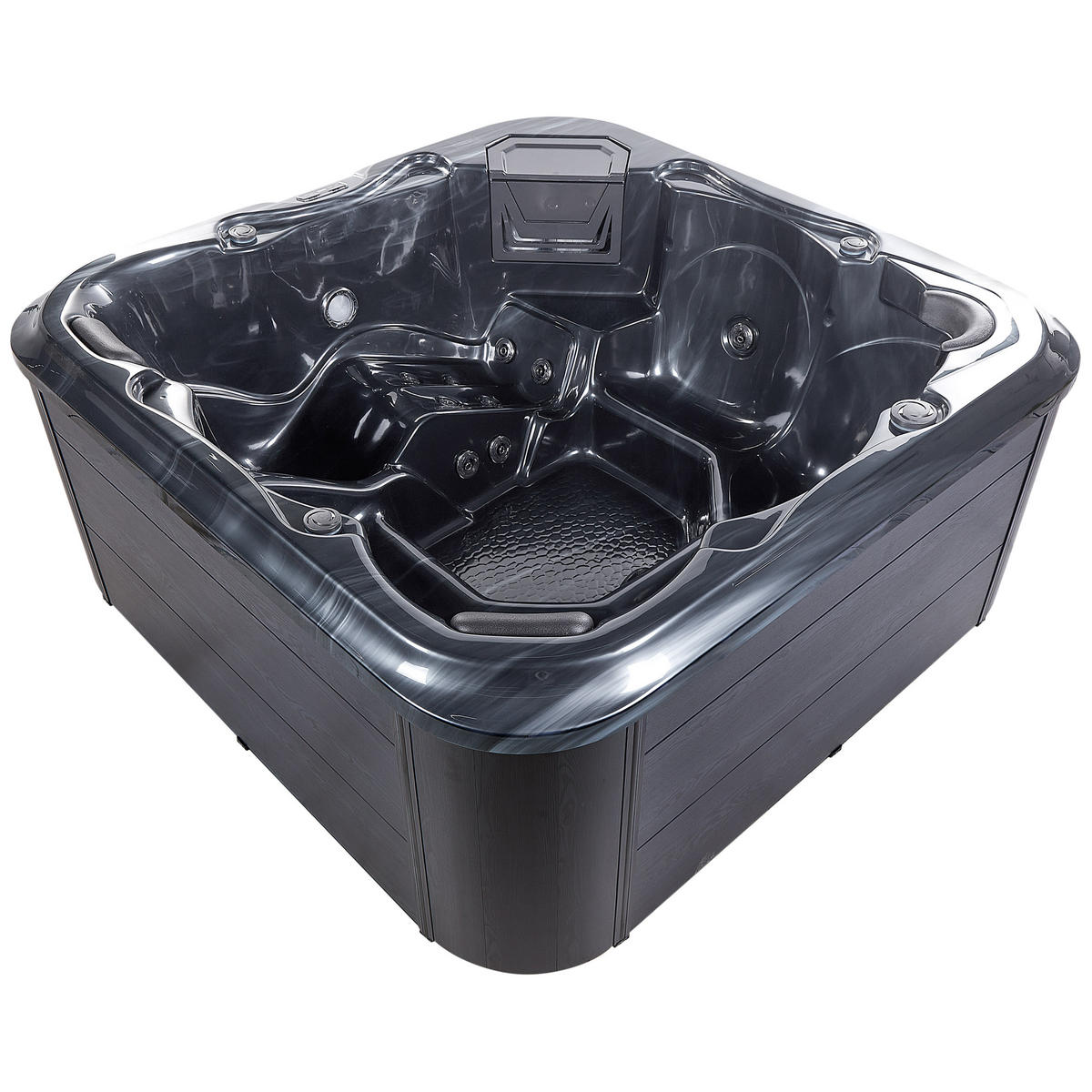 WHIRLPOOL 6-Sitzer Grau Tularosa - Silberfarben/Schwarz, Kunststoff (210/90/210cm) - Beliani
