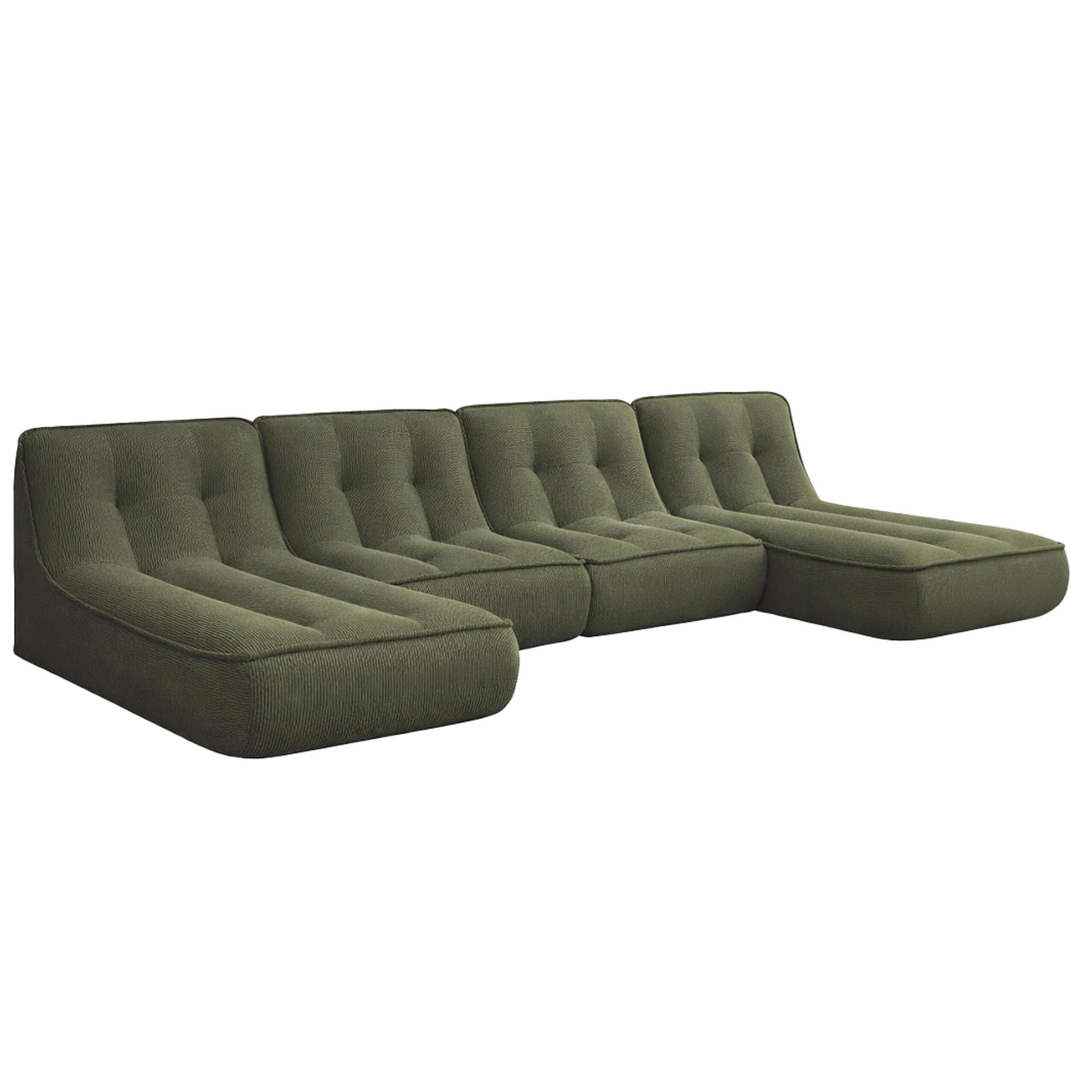 GARTENSOFA mit 4 Sitzplätzen, Grün - Grün, Textil (320/70/165cm) - Oviala