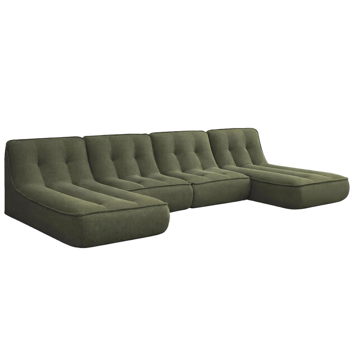 GARTENSOFA mit 4 Sitzplätzen, Grün - Grün, Textil (320/70/165cm) - Oviala