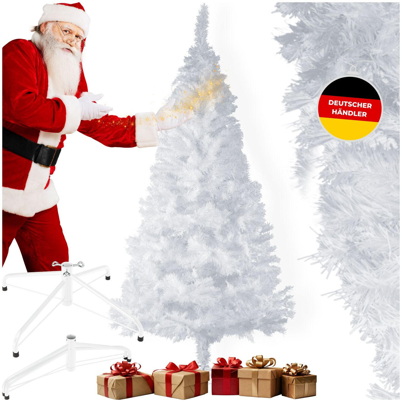 WEIHNACHTSBAUM ,inklusive Metallständer mit Kunststoffkappen,weiß - Weiß, Kunststoff (180cm) - tectake